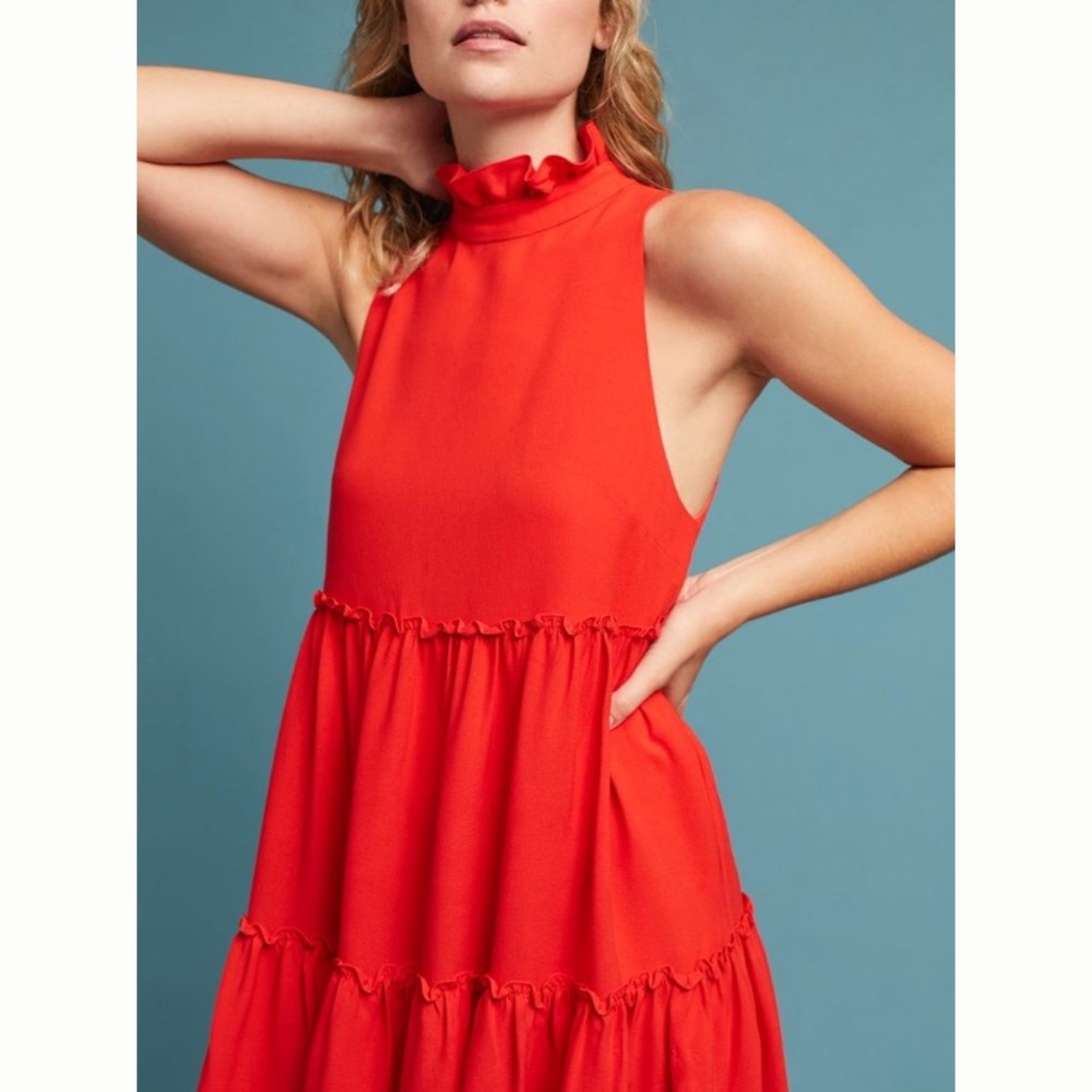 NWT Ruffled Turtleneck Swing Dress - Picture 2 of 6